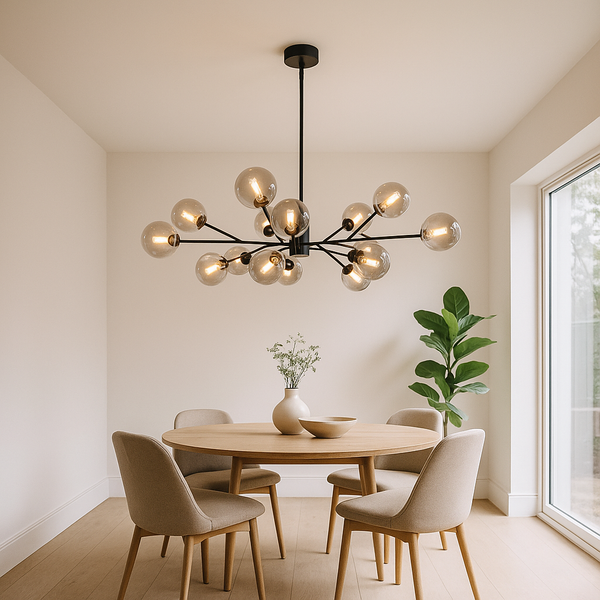 Modern Sputnik-Style Chandelier with 15 Globes