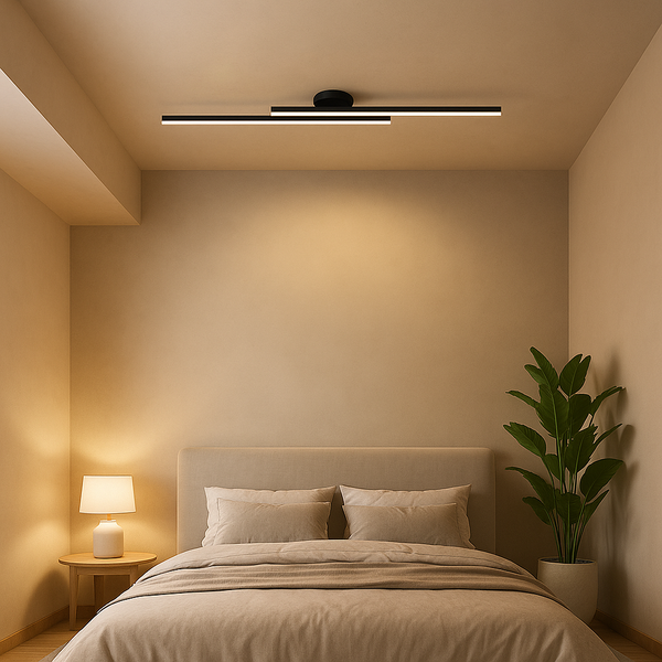 Modern Black LED Linear Flush Mount Ceiling Light