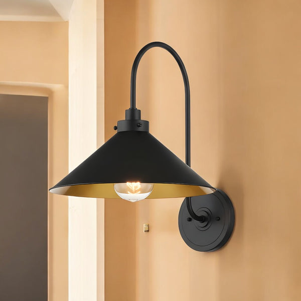 Modern Curved Arm Cone Shade Wall Light