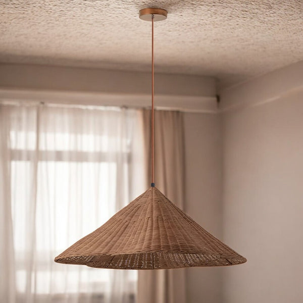 Woven Vintage Scalloped Flower Japandi Pendant Light