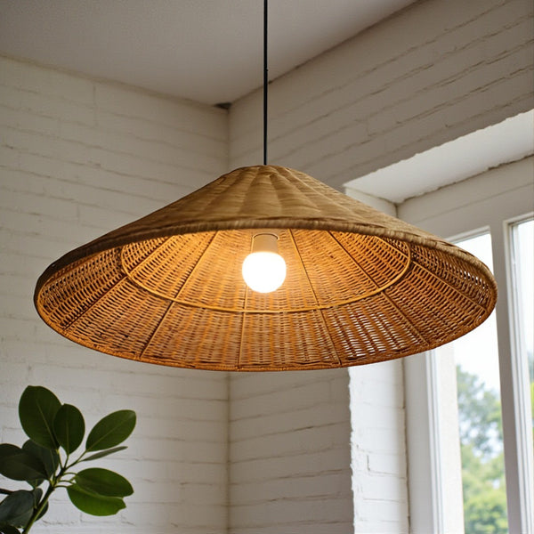 Woven Cone Retro Japandi Pendant Light