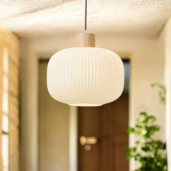 Vintage Pleated Lantern Japandi Pendant Light