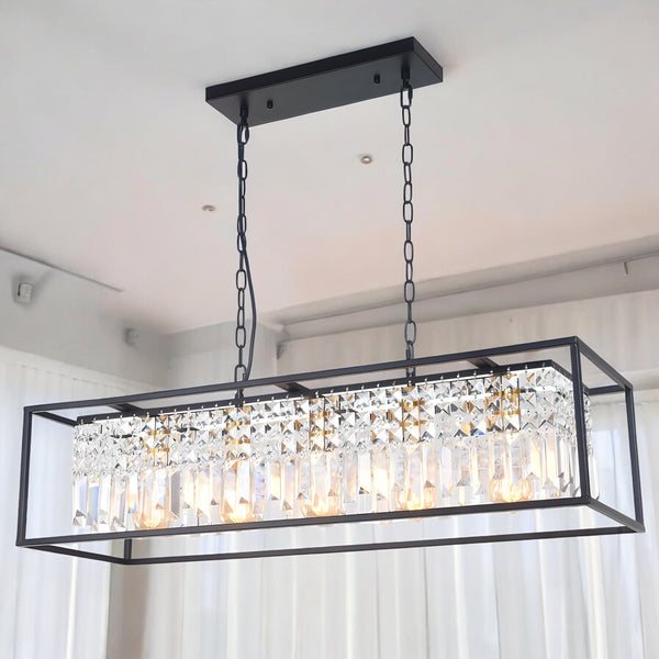 Modern Black Linear Kitchen Island Chandelier